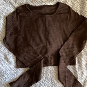 Lululemon ebb to street long sleeve size 6, brown